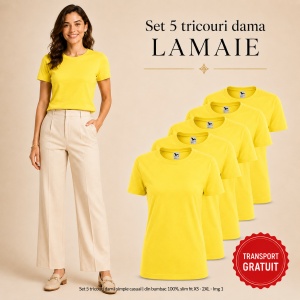 Set 5 tricouri damă simple casual | din bumbac 100%, slim fit XS - 2XL - Img 30