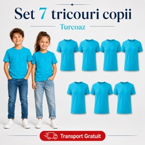Set 7 Tricouri Copii din Bumbac 100% – Mânecă Scurtă, 33 Nuanțe, Fete și Băieți - Img 37