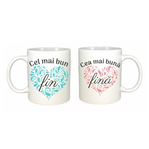 Set cadou 2 cani personalizate pentru Fini: Cel mai bun Fin! Cea mai buna fina! - Img 2