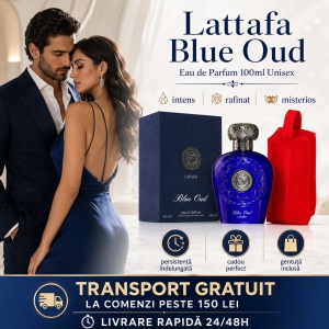 Set parfum Lattafa Blue Oud 100ml, parfum Arabesc, Unisex, Gentuta cosmetice