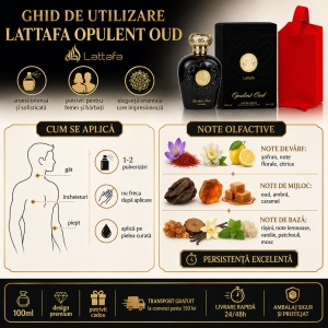 Set parfum Lattafa Opulent Oud 100ml, parfum Arabesc, Unisex, Gentuta cosmetice - Img 9