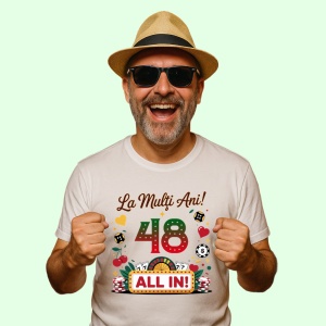Tricou 48 ani, Cadou Aniversare sarbatorit,