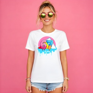 Tricou 67 Sase Sapte Inghetata Topita Design Urban Neon Roz, din bumbac 100% Copii | Dama | Barbat - Img 3
