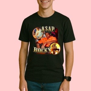 Tricou A$AP Rocky - Orange Theme, muzica Hip-Hop / Rap, Dama | Barbat | Copii, Culoare Negru