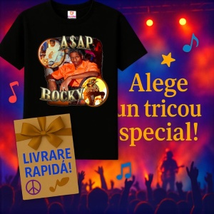 Tricou A$AP Rocky - Orange Theme, muzica Hip-Hop / Rap, Dama | Barbat | Copii, Culoare Negru - Img 7