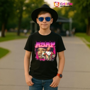 Tricou A$AP Rocky - Pink Glow, muzica Hip-Hop / Rap, Dama | Barbat | Copii, Culoare Negru - Img 6