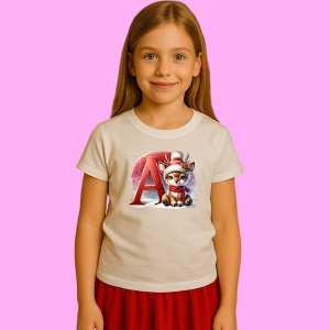 Tricou A Litera Craciun Cu Ren Si Fulgi, din bumbac 100% Copii | Dama | Barbat