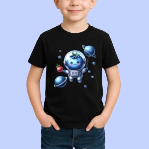Tricou Afine amuzant de vara astronaut, Fructe, Copii | Dama, culoare negru