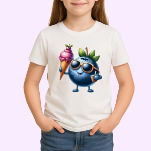 Tricou Afine amuzant de vara cu inghetata, Fructe, Copii | Dama - Img 1
