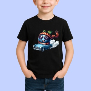 Tricou Afine amuzant de vara in masina, Fructe, Copii | Dama, culoare negru