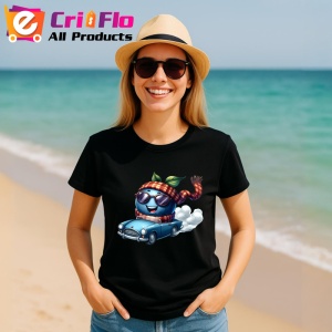 Tricou Afine amuzant de vara in masina, Fructe, Copii | Dama, culoare negru - Img 11