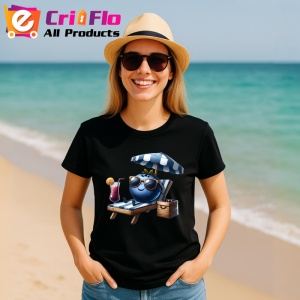 Tricou Afine amuzant de vara pe sezlong, Fructe, Copii | Dama, culoare negru - Img 11