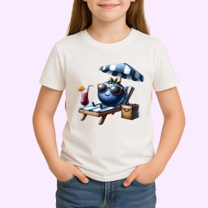 Tricou Afine amuzant de vara pe sezlong, Fructe, Copii | Dama