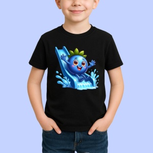 Tricou Afine amuzant de vara pe topogan, Fructe, Copii | Dama, culoare negru