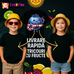 Tricou Afine amuzant de vara salvamar, Fructe, Copii | Dama, culoare negru - Img 6