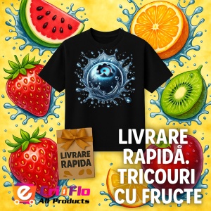 Tricou Afine in valuri albastre, Fructe, Copii | Dama, culoare negru - Img 12