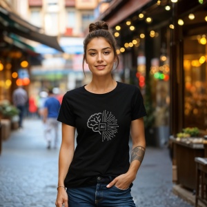 Tricou AI inteligenta artificiala nu antreneaza creierul Negru, Copii | Dama | Barbat - Img 10