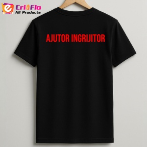 Tricou AJUTOR INGRIJITOR, Personalizat | Unisex Dama si Barbat, Negru - Img 2