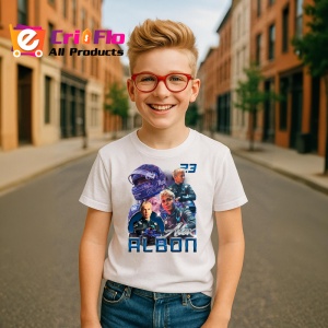 Tricou Alex Albon Pilot Formula 1 Ilustratie Albastru, Copii | Dama | Barbat - Img 6