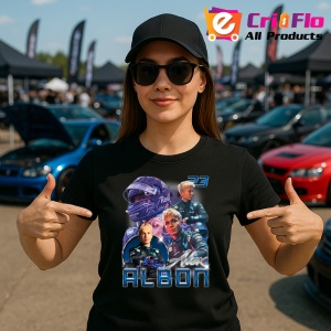 Tricou Alex Albon Pilot Formula 1 Ilustratie Albastru, Copii | Dama | Barbat - Img 6