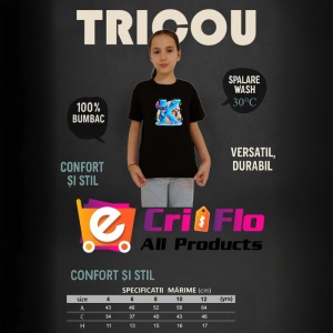 Tricou Alfabet Litera K cu Lilo si Stitch albastru, veselie mare, Mare, Negru, Unisex Dama si Barbat | Copii - Img 5