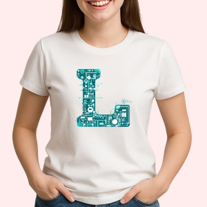 Tricou Alfabet Litera L cu animal Lion Leu, Alb, Unisex Dama si Barbat | Copii - Img 2
