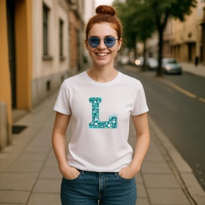 Tricou Alfabet Litera L cu animal Lion Leu, Alb, Unisex Dama si Barbat | Copii - Img 6
