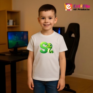 Tricou Alfabet Litera S cu animal Snake Sarpe , Alb, Unisex Dama si Barbat | Copii - Img 4