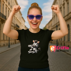 Tricou Alfabet Litera Z cu animal Zebra, Negru, Unisex Dama si Barbat | Copii - Img 3