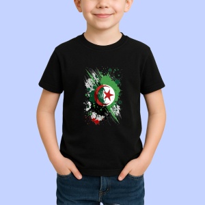 Tricou Algeria Steag Splash Art, Copii | Dama | Barbat, culoare negru - Img 3