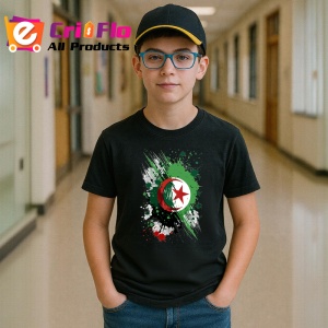 Tricou Algeria Steag Splash Art, Copii | Dama | Barbat, culoare negru - Img 10