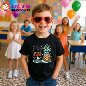 Tricou Ananas cu palmier si barca text lake life beaches salty Copii | Dama | Barbat, negru - Img 9