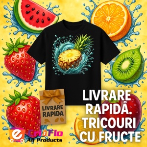 Tricou Ananas si explozie exotica, Fructe, Copii | Dama, culoare negru - Img 12