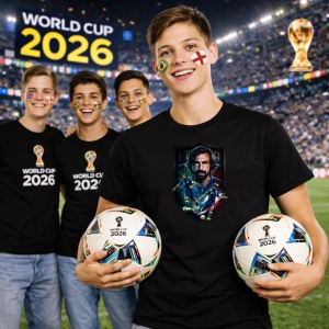 Tricou Andrea Pirlo Italy World Cup Fifa 2026, din bumbac 100%, tricou negru, Copii | Dama | Barbat - Img 7