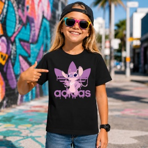 Tricou Angel Stitch Roz Logo Mov Urban Girl Streetwear Fashion, din bumbac 100%, tricou negru, Copii | Dama | Barbat - Img 7