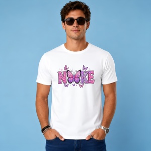 Tricou Aripi De Fluture Mov Roz Litere Urban Aesthetic, din bumbac 100% Copii | Dama | Barbat - Img 2