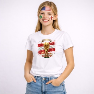 Tricou Austria World Cup 2026 Fifa V2, din bumbac 100%, tricou alb, Copii | Dama | Barbat - Img 3