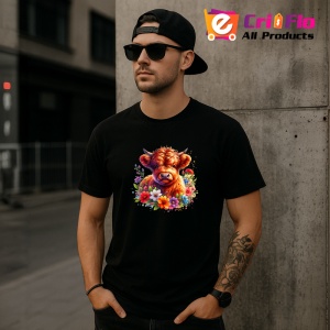 Tricou Baby cow with daisies, vitel printre margarete, Copii | Dama | Barbat , tricou negru - Img 11