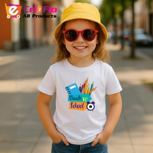 Tricou Back To School Rechizite Scolare Colorate, din bumbac 100% , tricou alb pentru Copii | Dama | Barbat - Img 5