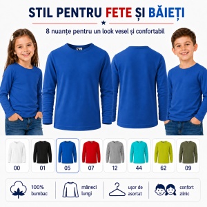 Tricou Băieți Mânecă Lungă din Bumbac 100% bluza simpla copii