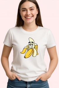 Tricou Banana Relax Funny, din bumbac 100%, tricou alb, Dama | Barbat - Img 3