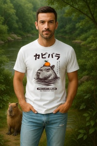 Tricou Barbat CapyBara - inoata cu o portocala pe cap - Img 2