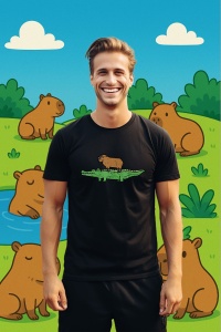 Tricou Barbat CapyBara - pe crocodil - Img 2