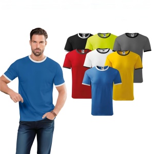 Tricou Barbat cu Contrast la Guler și Mâneci | 7 Culori