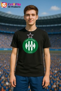 Tricou barbat cu logo stema AS Saint-Étienne Franta , din bumbac 100% - Img 3