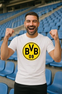 Tricou barbat cu logo stema Borussia Dortmund Germania , din bumbac 100% - Img 7