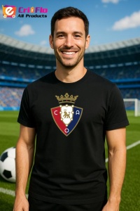 Tricou barbat cu logo stema CA Osasuna Spania , din bumbac 100% - Img 6