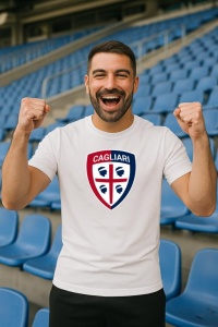 Tricou barbat cu logo stema Cagliari Calcio Italia , din bumbac 100% - Img 7