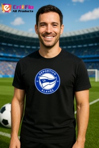 Tricou barbat cu logo stema Deportivo Alaves Spania , din bumbac 100% - Img 5