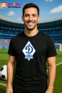 Tricou barbat cu logo stema FC Dinamo Moscova Rusia , din bumbac 100% - Img 6